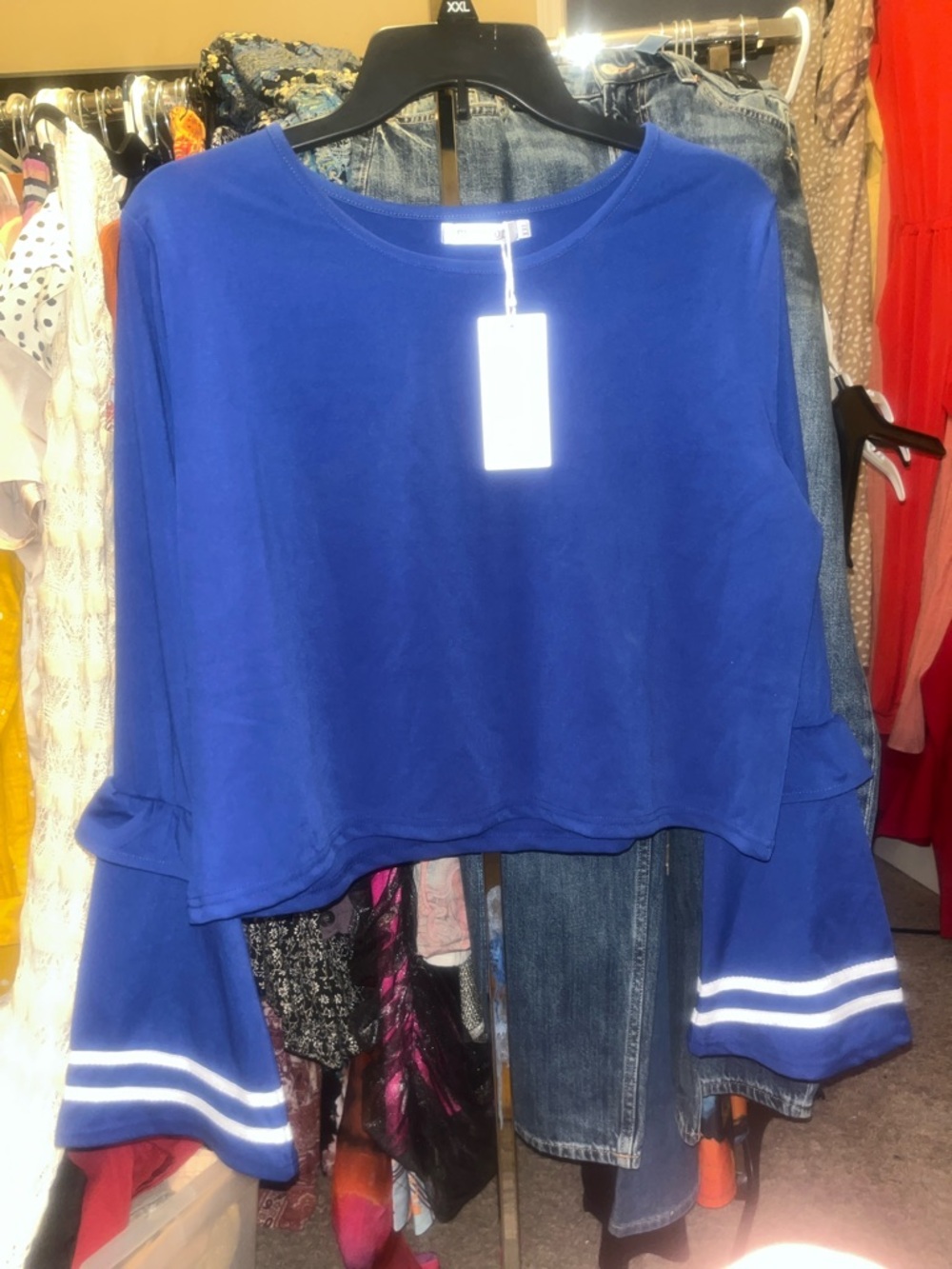 Blue Bell Sleeve Pullover Sweatshirt - Women's